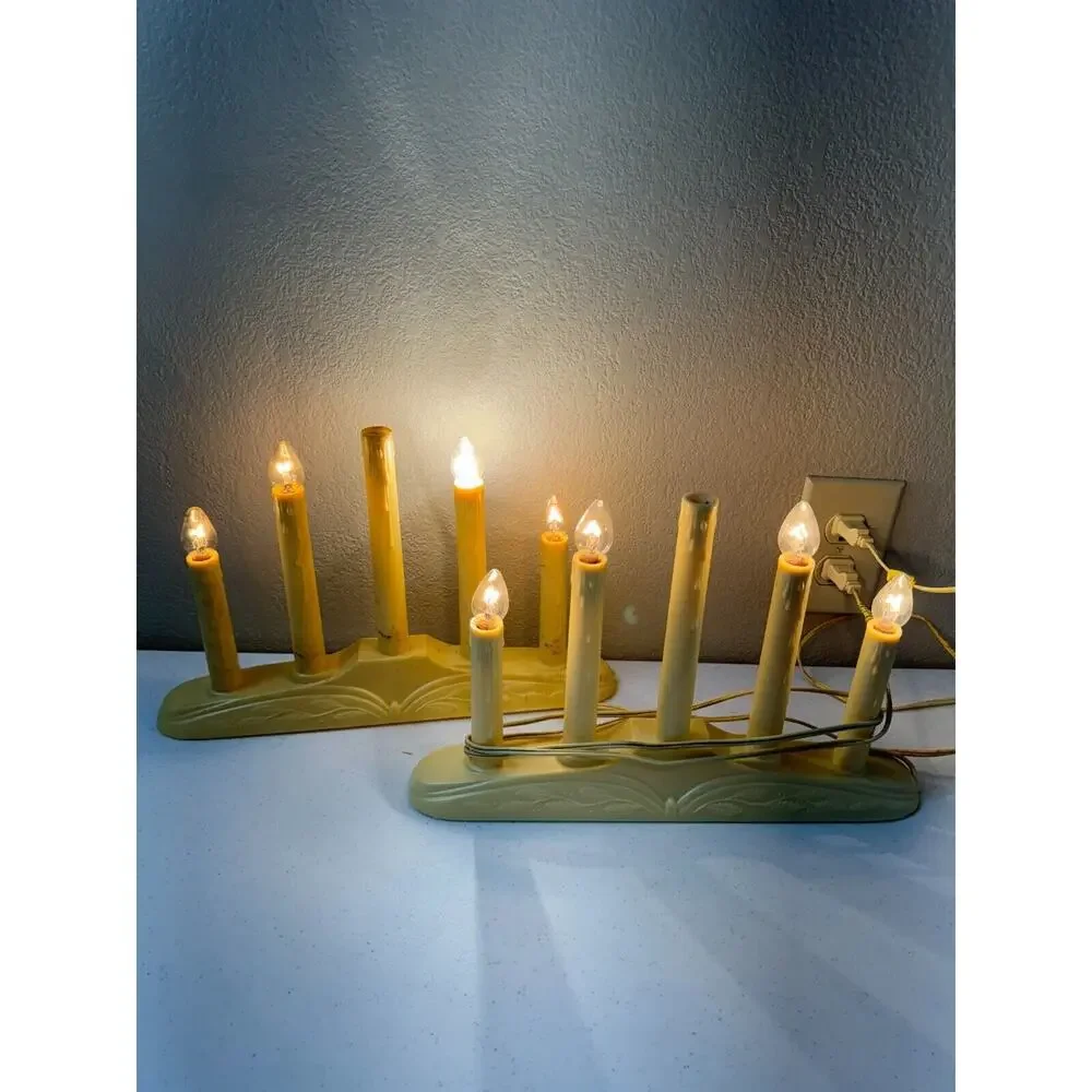 Beacon 5 Light Window Candolier Electric Candelabra Christmas Candles - Lot of 2
